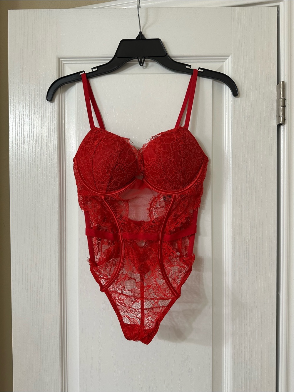 Victoria's Secret Red Lace Bustier Bodysuit